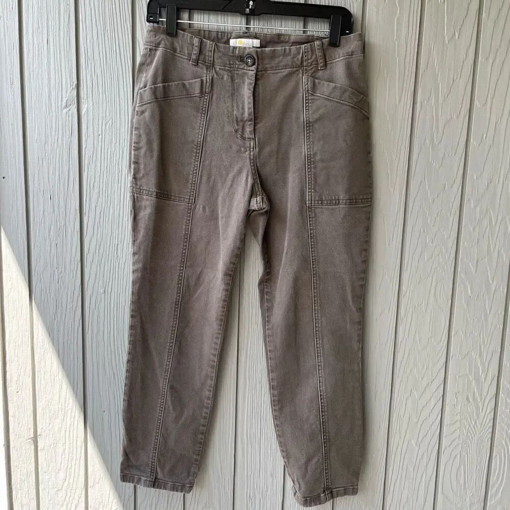 Boden Green Cropped Stretch Cargo Pants Sz 6 Ankle Length Patch Pockets